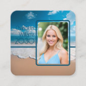 Unieke Beach Theme Afstuderen Foto Belkaart Contactkaartje (Voorkant)