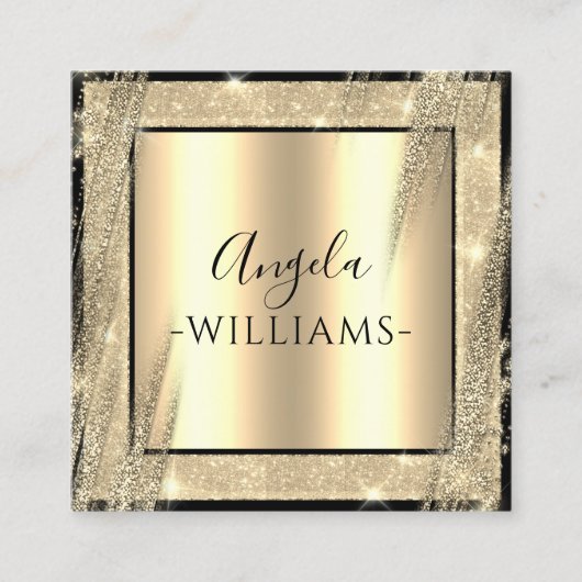 Unieke Beauti Salon Fashionable Black Gold QR-code Vierkante Visitekaartje (Voorkant)