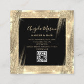 Unieke Beauti Salon Fashionable Black Gold QR-code Vierkante Visitekaartje (Achterkant)