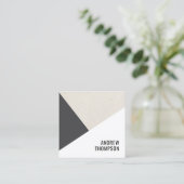 Unieke Beige Grijs Wit Geometrische Consultant Vierkante Visitekaartje (Staand voorkant)