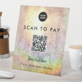 Unieke beige Neutrale QR Code Venmo Scannable Reclamebord Met Voetstuk (Insitu)