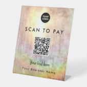 Unieke beige Neutrale QR Code Venmo Scannable Reclamebord Met Voetstuk (Voorkant)
