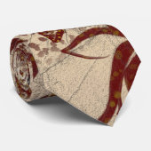 Unieke Beige Textuur Burgundy botanisch versierd Stropdas (Opgerold)