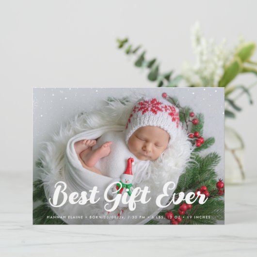 Unieke belettering vakantie geboorte aankondiging (Staand voorkant)