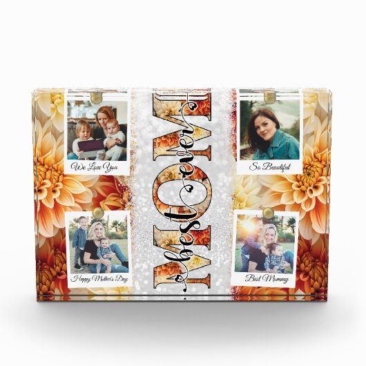 Unieke Beste Mam Ooit Custom Floral Foto Collage (Voorkant)