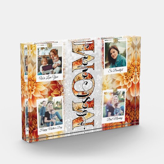 Unieke Beste Mam Ooit Custom Floral Foto Collage (Links)