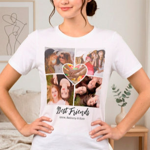 Unieke Beste Vrienden Custom Fotocollage Hart Tri-Blend Shirt
