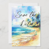 Unieke bestemming strand bruiloft save the date (Voorkant)