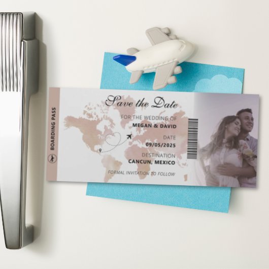 Unieke bestemmingsplan Boarding Pass Sla de datum  Magnetische Uitnodiging