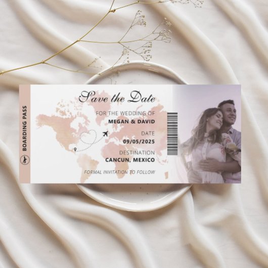 Unieke bestemmingsplan Boarding Pass Sla de datum  Magnetische Uitnodiging