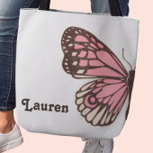 Unieke Big Pink Butterfly Canvas tas, Crossbody Ba Tote Bag
