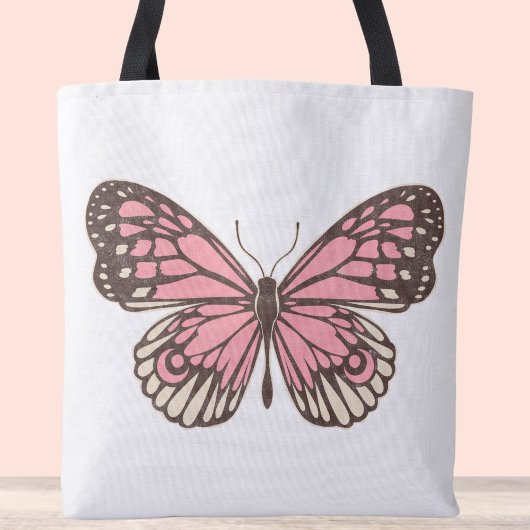 Unieke Big Pink Butterfly Canvas tas, Crossbody Ba Tote Bag
