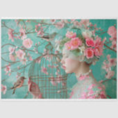 Unieke Birdcage Pet Bloemen Decoupage Tissuepapier (Voorkant)