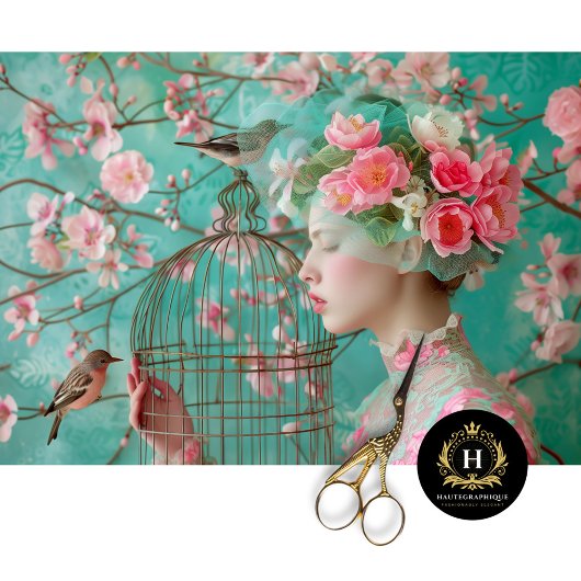 Unieke Birdcage Pet Bloemen Decoupage Tissuepapier