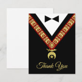Unieke Black Tuxedo Gold en Red Shriner Jewel Bedankkaart (Voorkant / Achterkant)