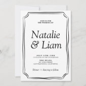 Unieke Black & White Old Money Stripes uitnodiging (Voorkant)