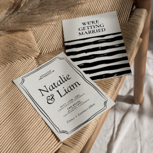 Unieke Black & White Old Money Stripes uitnodiging