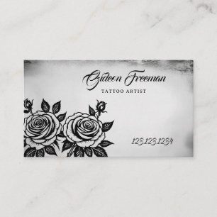 Unieke Black & White Roses Tattoo Artiest Visitekaartje