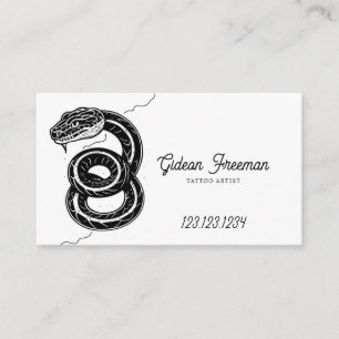 Unieke Black & White Snake Tattoo Artist Visitekaartje