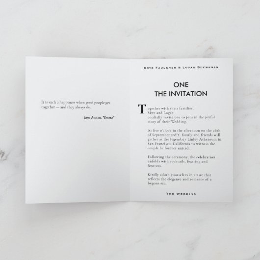 Unieke Blauw Goud Boek Gevouwen Trouwuitnodiging (Binnen)