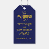 Unieke Blauw Goud Boek Thema bruiloft Dank u Cadeaulabel (Voorkant)