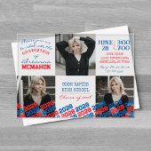 Unieke Blauw & Rood Afstuderen 3 Foto Frosted Acryl Uitnodigingen