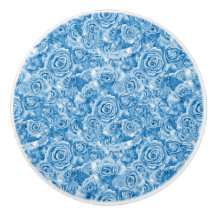 Unieke blauw Rozen keramische knop