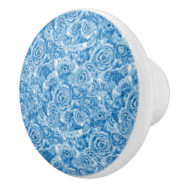 Unieke blauw Rozen keramische knop