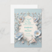 Unieke blauw-wit bewaart de datumkaart save the date (Voorkant / Achterkant)