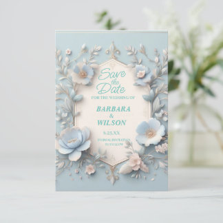 Unieke blauw-wit bewaart de datumkaart save the date