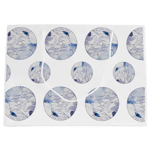Unieke blauw-witte geschenktas groot cadeauzakje (Voorkant)