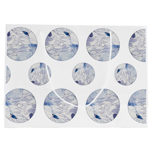 Unieke blauw-witte geschenktas groot cadeauzakje (Achterkant)