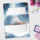 Unieke Blauwe Blauwgroen Paarse hemelse Waterverf Uitnodigingen Wikkel