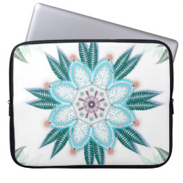 Unieke Blauwe Bloem Mandala Vibe Laptop Sleeve