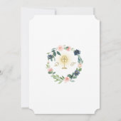 Unieke Blauwe Blush Bloemgoud Kruis Heilige Commun Kaart (Achterkant)