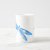 Unieke blauwe en Paarse Waterverf Dragonfly-Mok Porselein Kop (Voorkant)