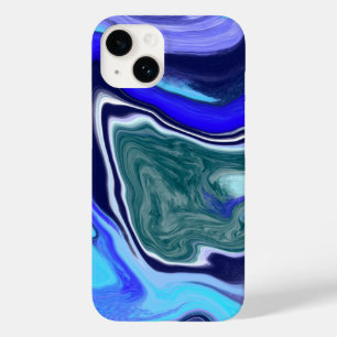 Unieke Blauwe en Witte Marmer Fluid Art Case-Mate iPhone 14 Hoesje