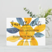 Unieke Blauwe Gele Trouwfoto Bewaar Datum  Save The Date (Staand voorkant)