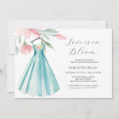 Unieke blauwe jurk bruids douche uitnodigingen (Voorkant)