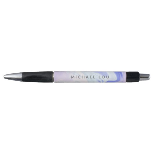 Unieke blauwe lavander marmer Iridescent Holograph Pen (Voorkant)