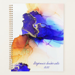 Unieke blauwe Oranje, Abstracte, aangepaste platen Planner