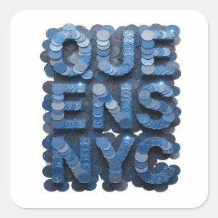 Unieke Blauwe QUEENS NYC Vierkante Sticker
