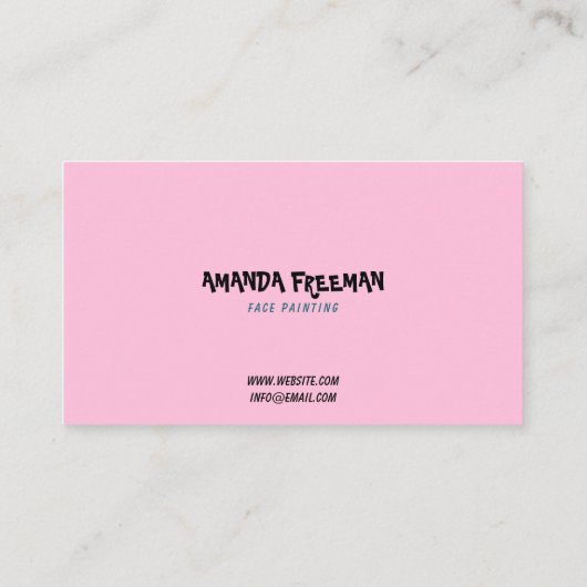 Unieke Blauwe & Roze Kinderen Gezicht Schilderen Visitekaartje (Achterkant)