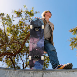 Unieke blauwe roze zwarte abstracte kunst persoonlijk skateboard