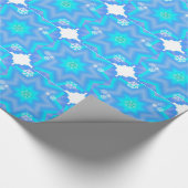 Unieke blauwe snowflake-decorpties cadeaupapier (Hoek)