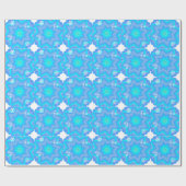 Unieke blauwe snowflake-decorpties cadeaupapier (Vlak)