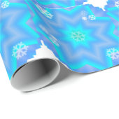 Unieke blauwe snowflake-decorpties cadeaupapier (Rol Hoek)