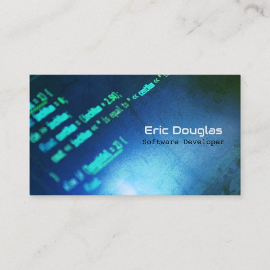 Unieke Blauwe Software Tech Professionele QR Code Visitekaartje (Voorkant)