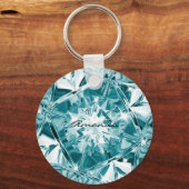 Unieke Blauwe Turquoise Diamant Aangepaste Naam Mo Sleutelhanger (Achterkant)