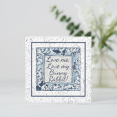 Unieke Blauwe Valentijn Rabbit Bunny Love Delft Feestdagenkaart (Staand voorkant)